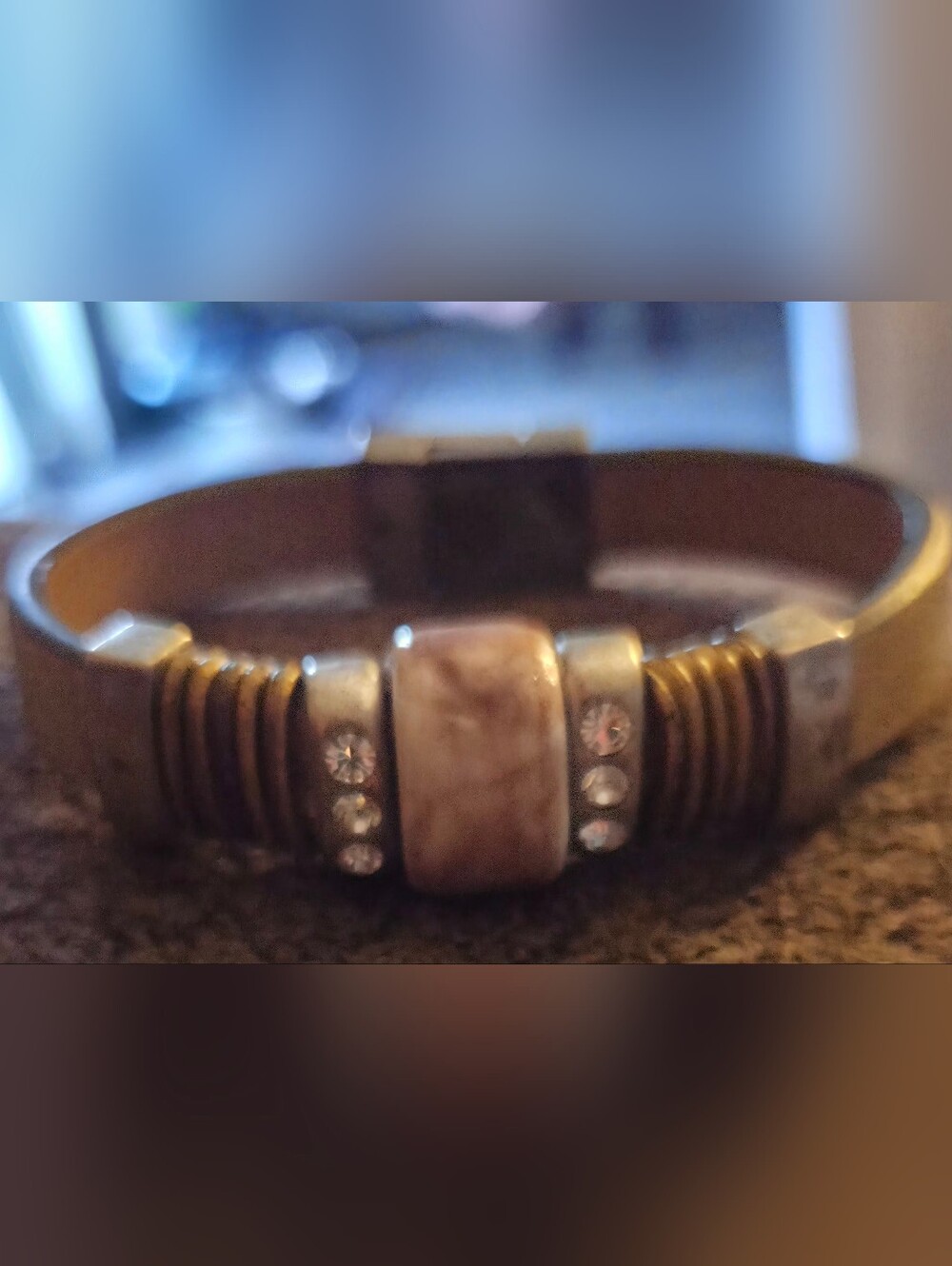Neutral Color Beaded Bracelet With Magnetic Closure